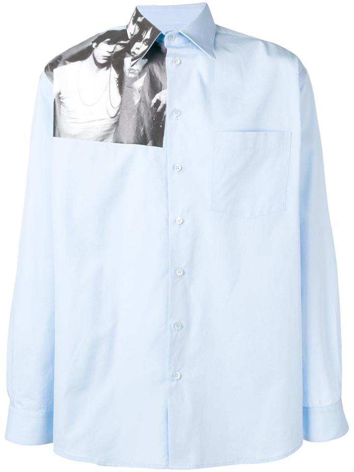 Raf Simons Graphic Print Popeline Shirt - Blue