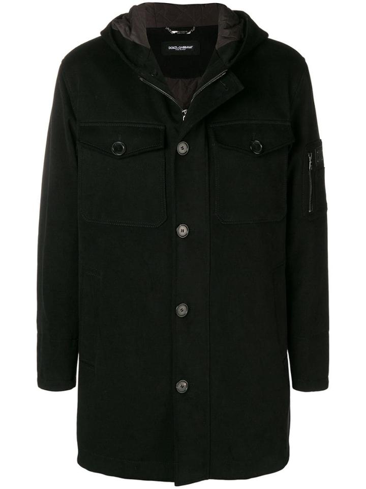 Dolce & Gabbana Layered Hoodie Coat - Black