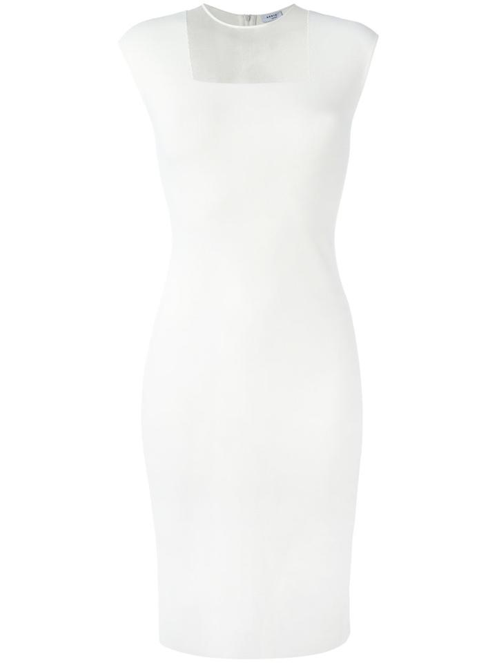 Sheer Panel Fitted Dress - Women - Polyester/viscose - 38, White, Polyester/viscose, Akris Punto