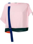 Issey Miyake Dropped Shoulder Strap Detail Top - Pink & Purple