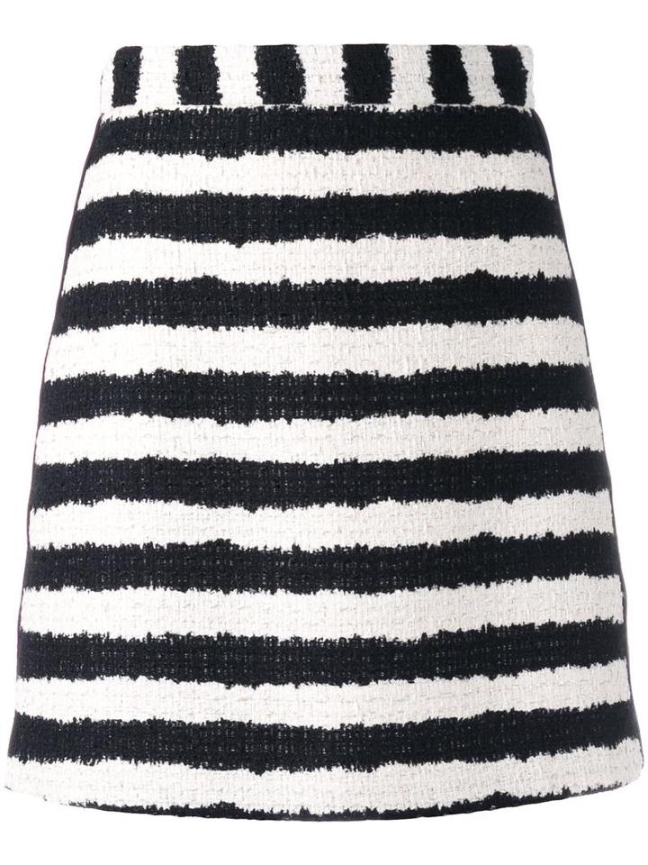 Msgm Bouclé Stripe Skirt, Women's, Size: 42, Black, Cotton/viscose/linen/flax/polyester