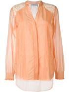 Blumarine Lace Yoke Shirt, Women's, Size: 44, Yellow/orange, Cotton/silk/polyamide