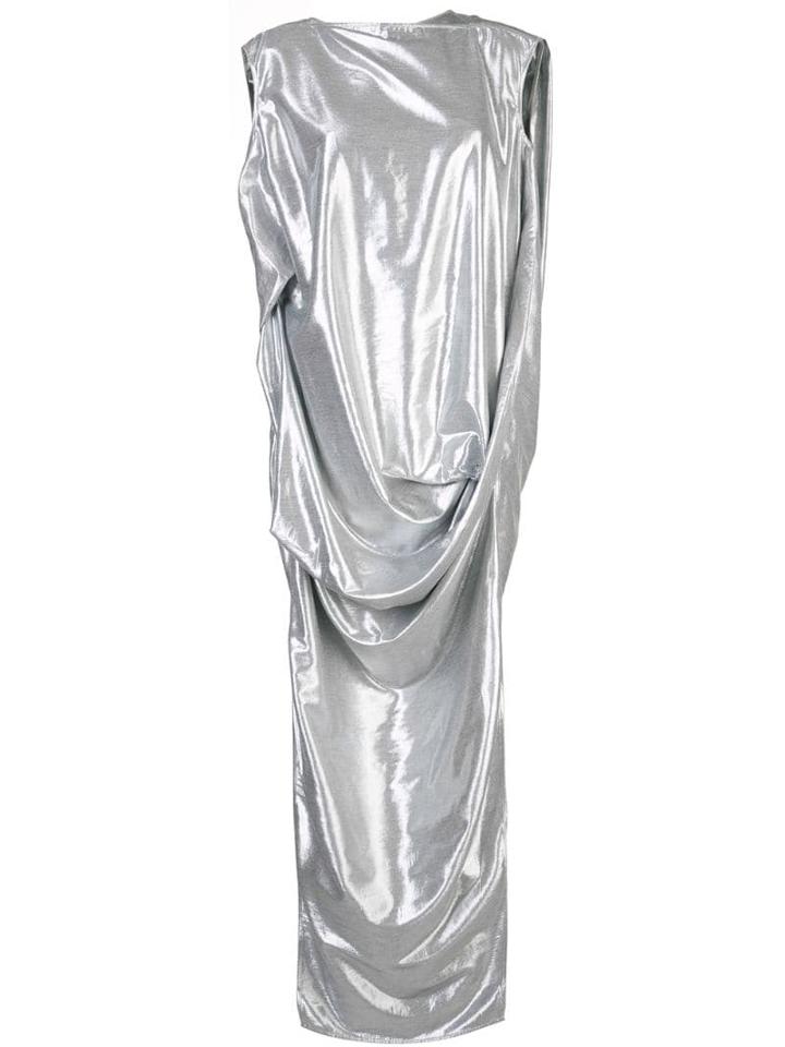 Rick Owens Metallic Effect Draped Dress - Silver
