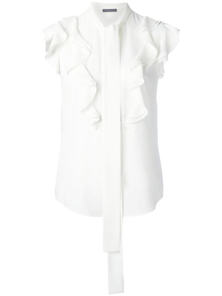 Alexander Mcqueen Ruffle Trim Blouse, Women's, Size: 42, White, Silk