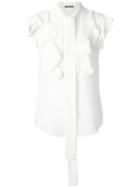 Alexander Mcqueen Ruffle Trim Blouse, Women's, Size: 42, White, Silk