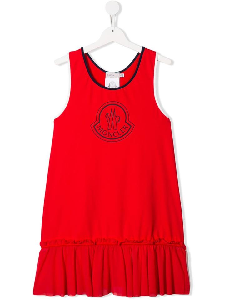 Moncler Kids Contrast Logo Dress - Red