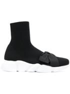 Twin-set Bow Detail Sport-sock Sneakers - Black