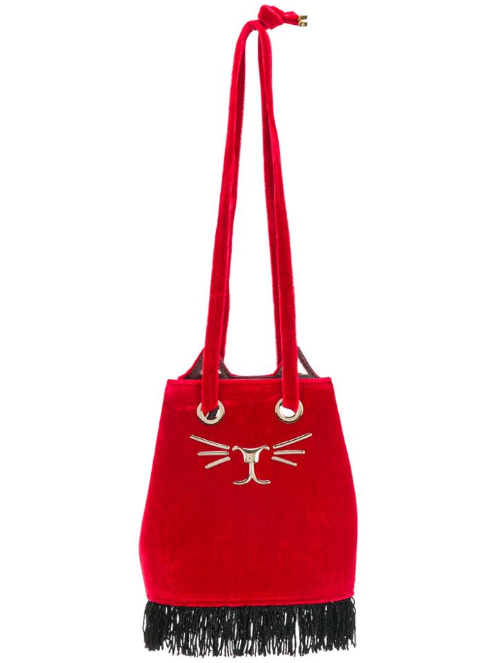 Charlotte Olympia Feline Bucket Shoulder Bag - Red
