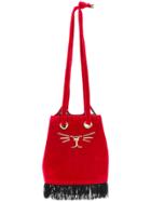 Charlotte Olympia Feline Bucket Shoulder Bag - Red