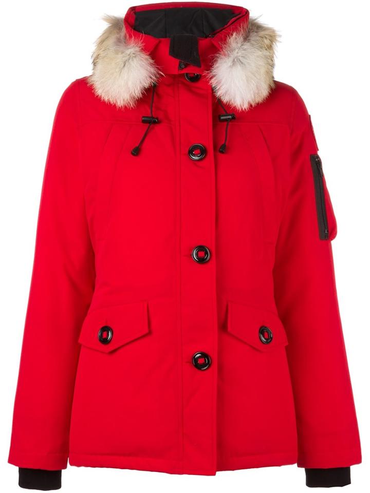Canada Goose Buttoned Parka Coat - Red