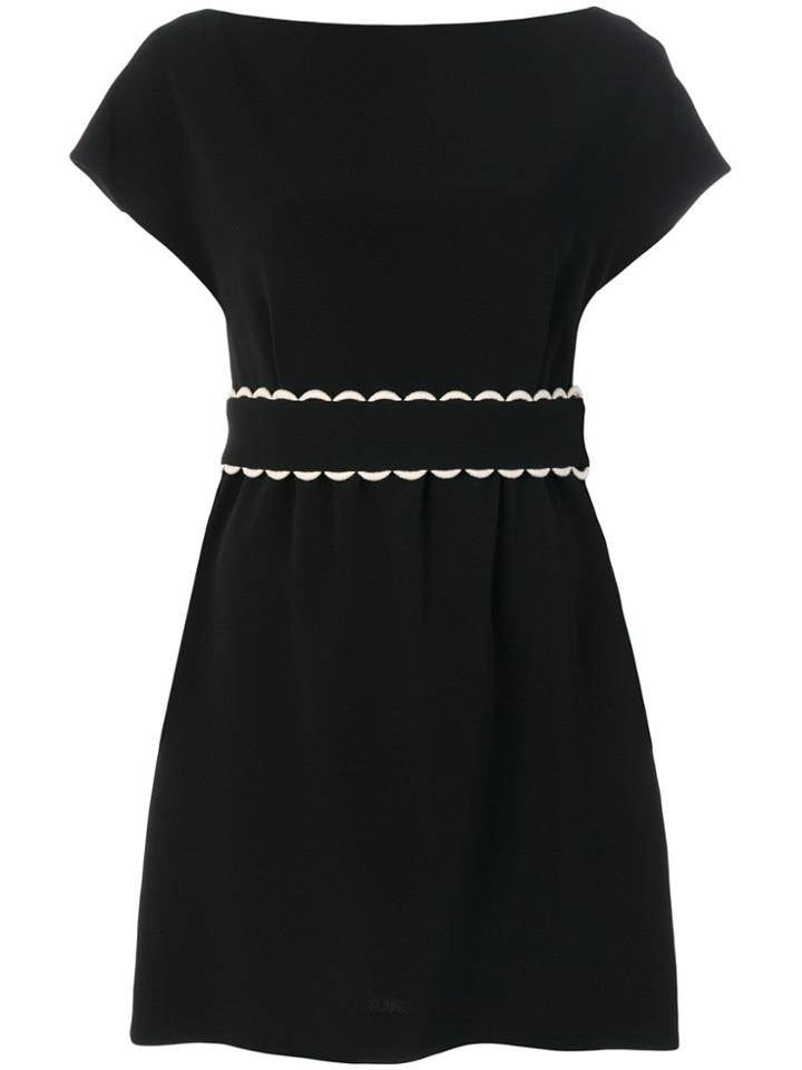 Red Valentino Slash Neck Mini Dress - Black