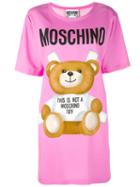 Moschino Toy Bear Print T-shirt Dress, Women's, Size: 38, Pink/purple, Rayon/other Fibers