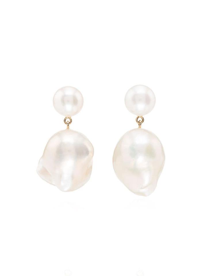 Sophie Bille Brahe 14kt Gold Venus Pearl Drop Earrings