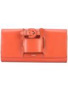 Perrin Paris Buckle Handle Clutch Bag - Yellow & Orange