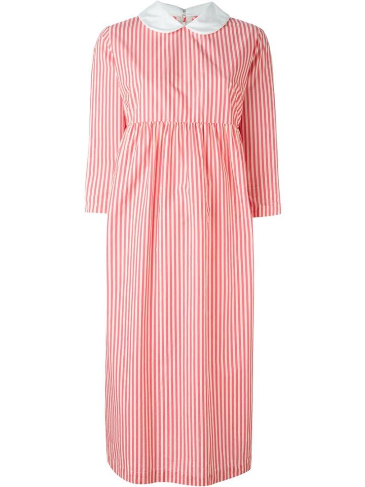 Comme Des Garçons Girl Peter Pan Collar Striped Dress, Size: M, Pink/purple, Cotton
