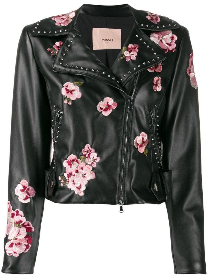 Twin-set Faux-leather Biker Jacket - Black