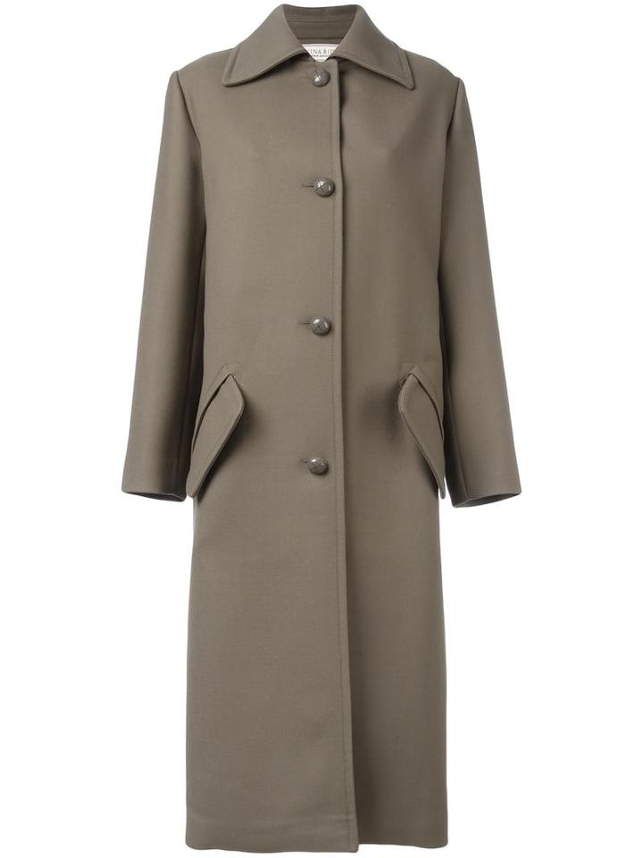 Nina Ricci Single Breasted Coat, Women's, Size: 38, Green, Silk/wool