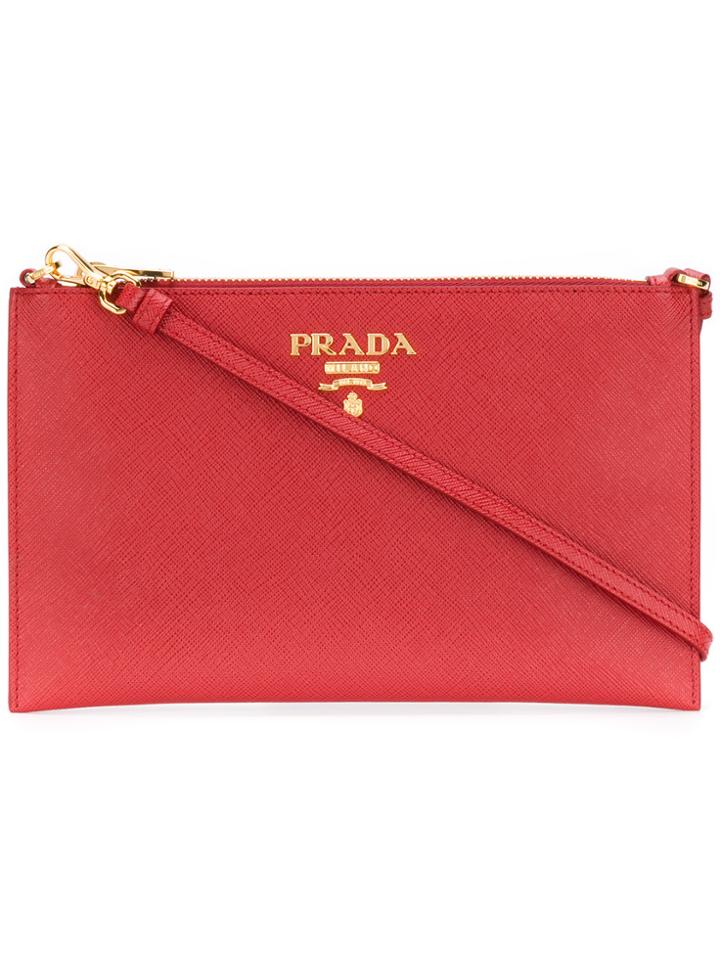 Prada Saffiano Clutch Bag - Red