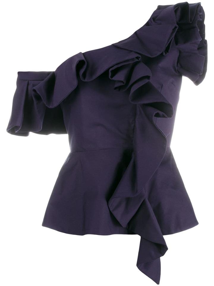 Vivetta Ruffled One Shoulder Top - Purple
