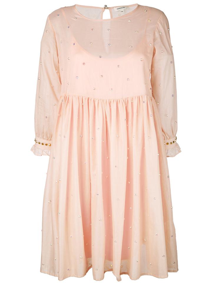 Manoush - Embellished Empire Line Dress - Women - Cotton/polyester/spandex/elastane - 38, Pink/purple, Cotton/polyester/spandex/elastane