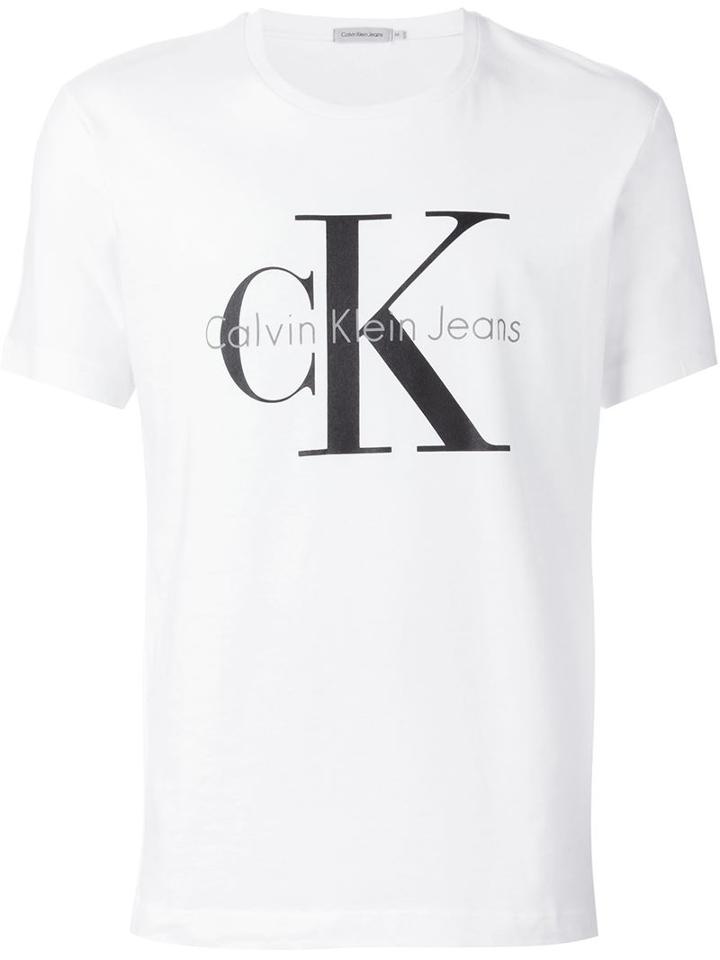Calvin Klein Jeans Logo Print T-shirt, Men's, Size: Xl, White, Cotton