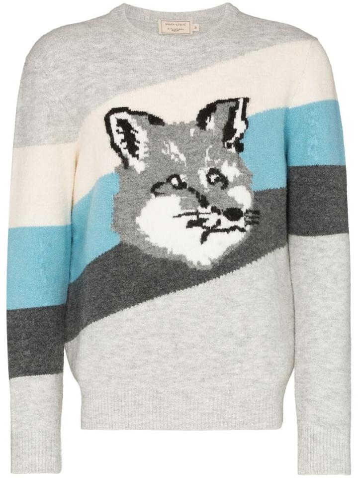 Maison Kitsuné Kits Fox Head Strp Crw Swtr Multi - Multicolour