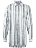 Ann Demeulemeester - Rear Fastening Stripe Shirt - Men - Polyester/rayon - Xs, White, Polyester/rayon