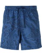 Etro Paisley Print Swim Shorts, Men's, Size: L, Blue, Nylon