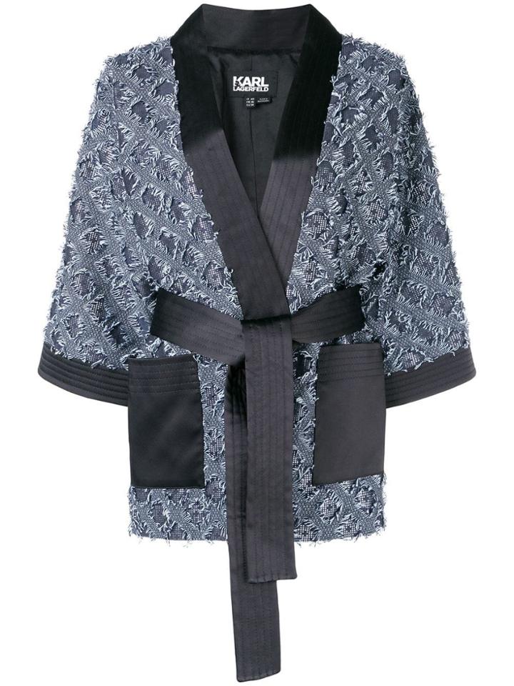 Karl Lagerfeld Jacquard Kimono Jacket - Blue