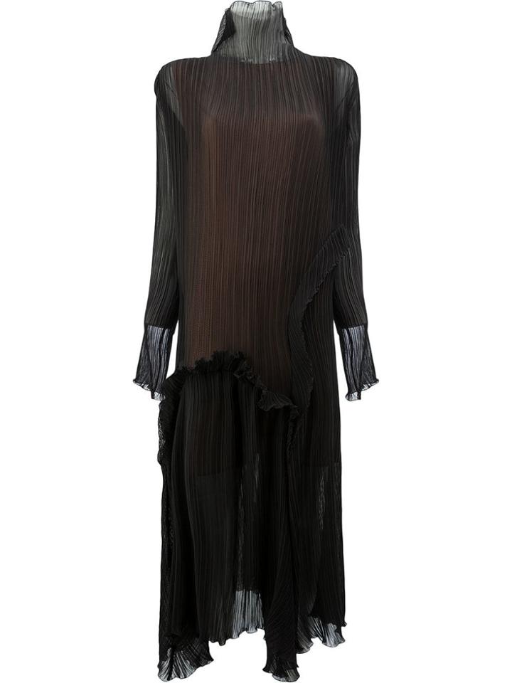 Litkovskaya Frill Trim Sheer Dress - Black