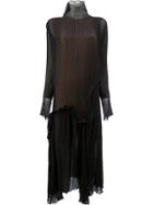 Litkovskaya Frill Trim Sheer Dress - Black