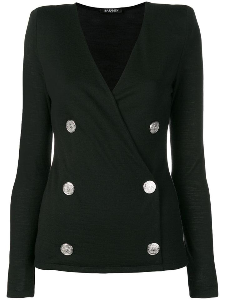 Balmain Embellished Knit Top - Black