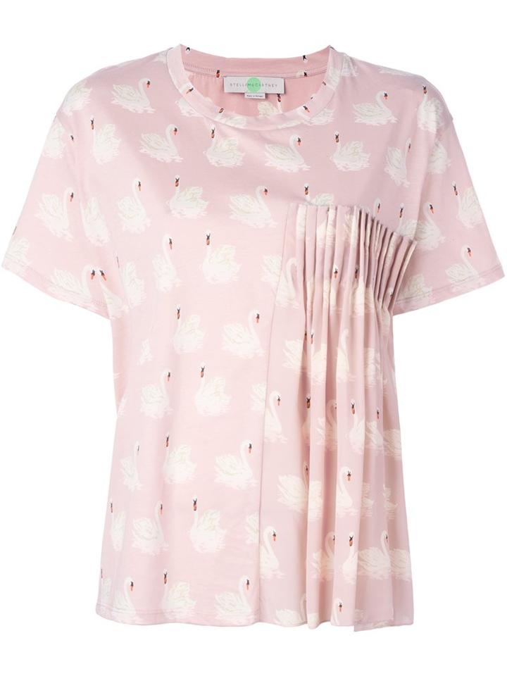 Stella Mccartney Ruched Swan Print Blouse, Women's, Size: 42, Pink/purple, Silk/cotton