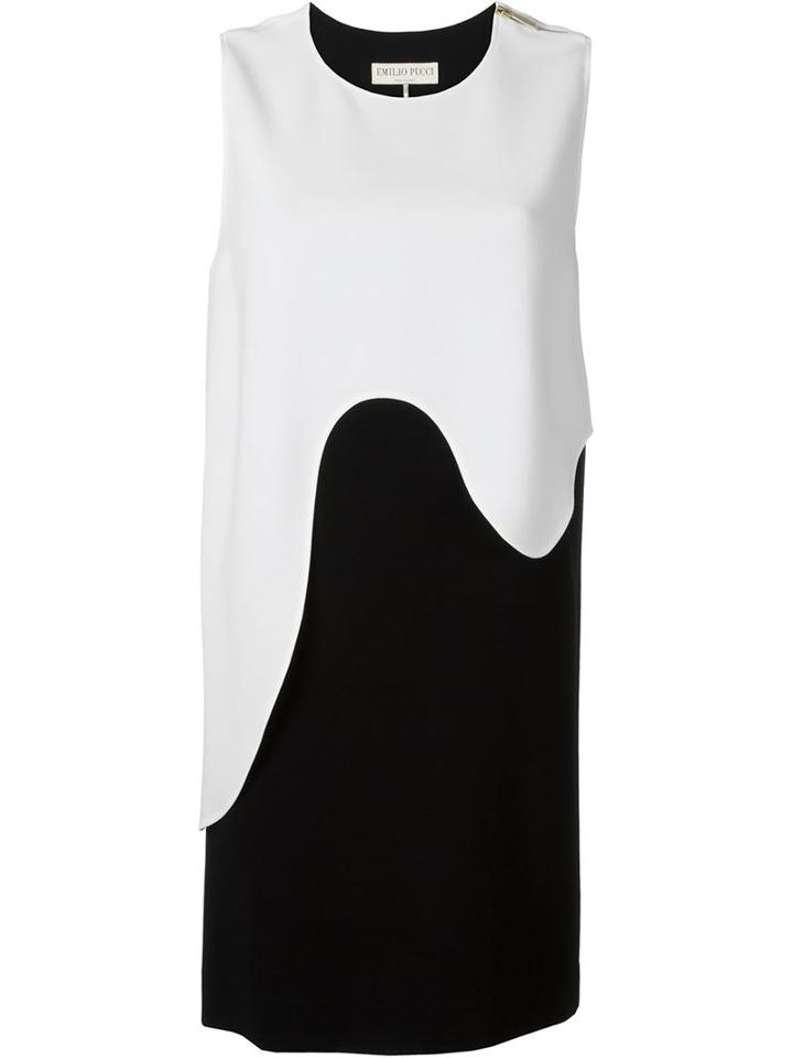 Emilio Pucci Wavy Two-tone Dress, Women's, Size: 42, Black, Viscose/spandex/elastane