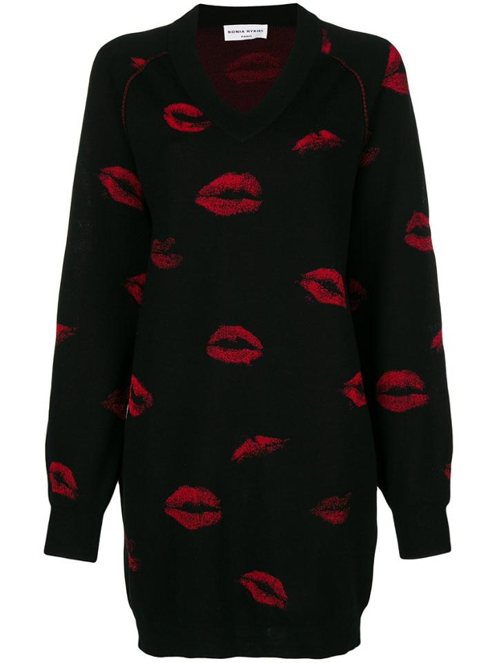 Sonia Rykiel Jacquard Motif Knit Dress - Black