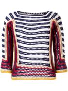 Red Valentino Striped, Half Length Sleeve Knit Top - Multicolour