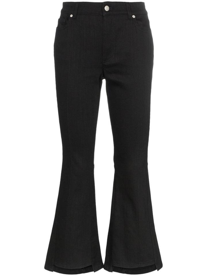 Alexander Mcqueen Mid-rise Kick Flare Cropped Jeans - Black