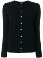 N.peal Round Neck Contrast Button Cardigan - Black