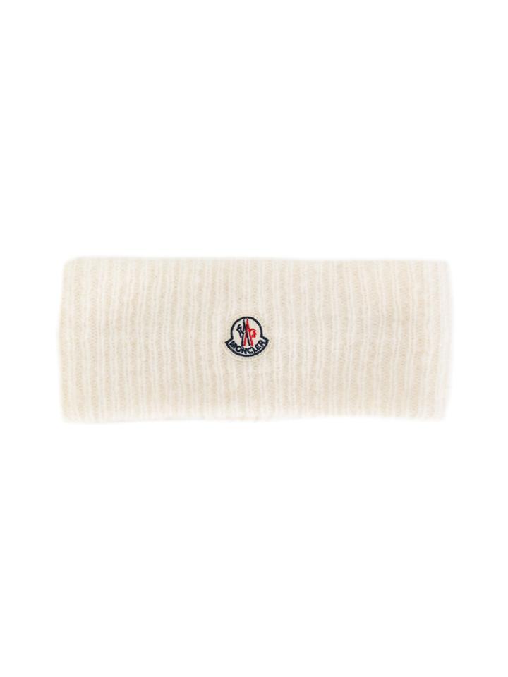 Moncler Knitted Logo Plaque Headband - White