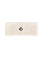 Moncler Knitted Logo Plaque Headband - White