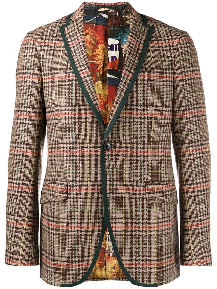 Etro Checked Single Breasted Blazer - Neutrals