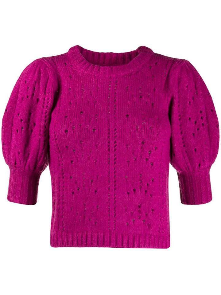 For Love And Lemons Cut-out Detail Shortsleeved Knitted Top - Pink