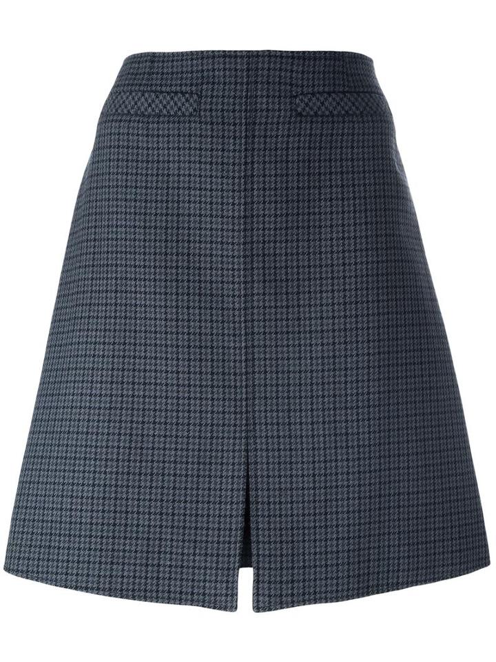 Courrèges Houndstooth Patterned A-line Skirt, Women's, Size: 40, Blue, Cupro/wool