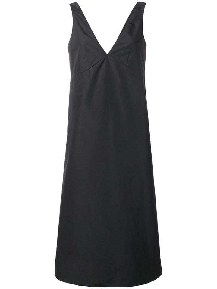 Plan C V-neck A-line Dress - Black