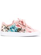 Puma Embroidered Floral Low Top Sneakers - Pink & Purple