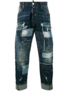 Dsquared2 Distressed Jeans, Men's, Size: 52, Blue, Cotton/polyester/calf Leather