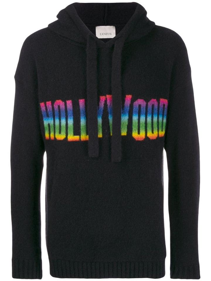 Laneus Hollywood Slogan Hoodie - Black