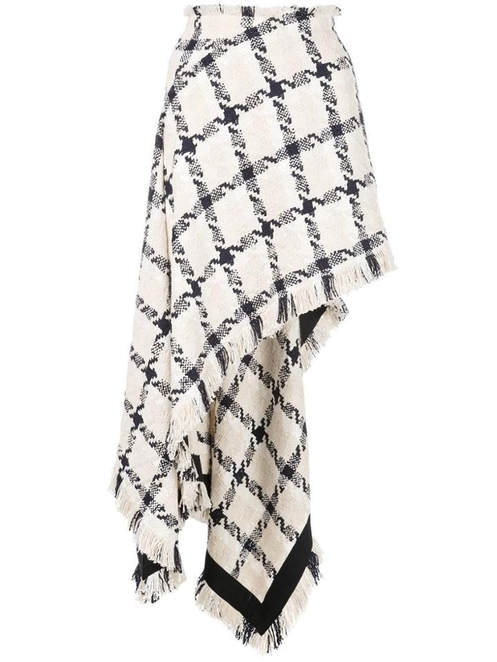 Monse Checked Asymmetric Hem Skirt - White