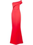 Black Halo Asymmetric Long Evening Dress - Red