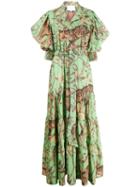 Johanna Ortiz Long Safari Print Dress - Green